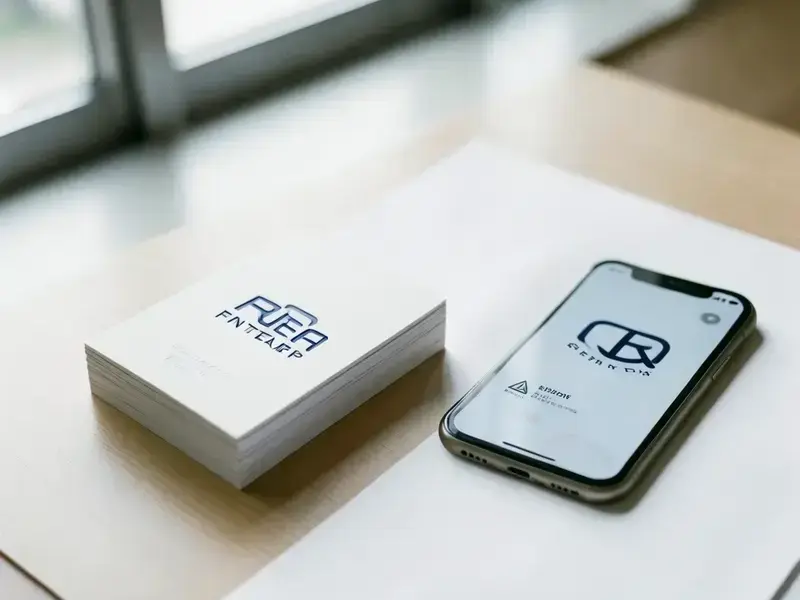 フィンテック企業のロゴと名刺